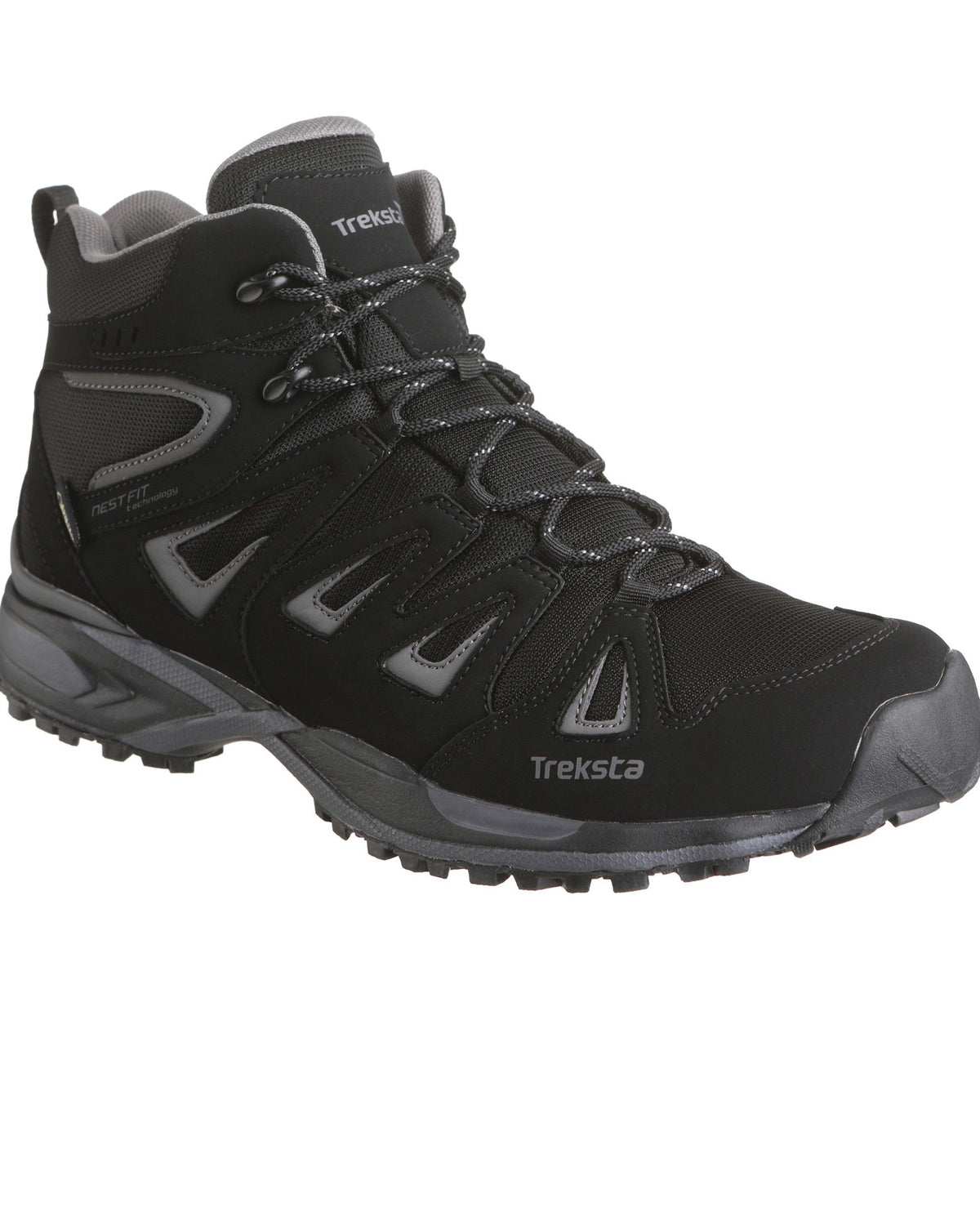 Treksta Buxton black waterproof Gore-Tex lace-up mid walking boot, side view